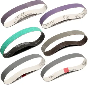 1 x 18 Inch Sanding Belts,Knife Sharpening Belt Kit Fits Work Sharp Blade Grinder Attachment of Ken Onion Edition Knife & Tool Sharpener,2 PCS Each of 120, 240, 400, 600,1000 2500 Grits,12-Pack