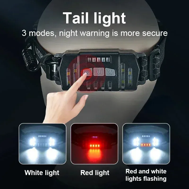 100000LM 7 Modes XPE COB Sensor 270¡ã Wide Angle Headlight Dual Light Head Torch High Power LED Headlamp