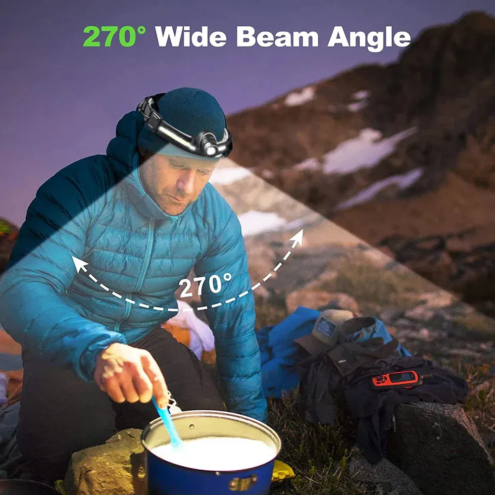 100000LM 7 Modes XPE COB Sensor 270¡ã Wide Angle Headlight Dual Light Head Torch High Power LED Headlamp