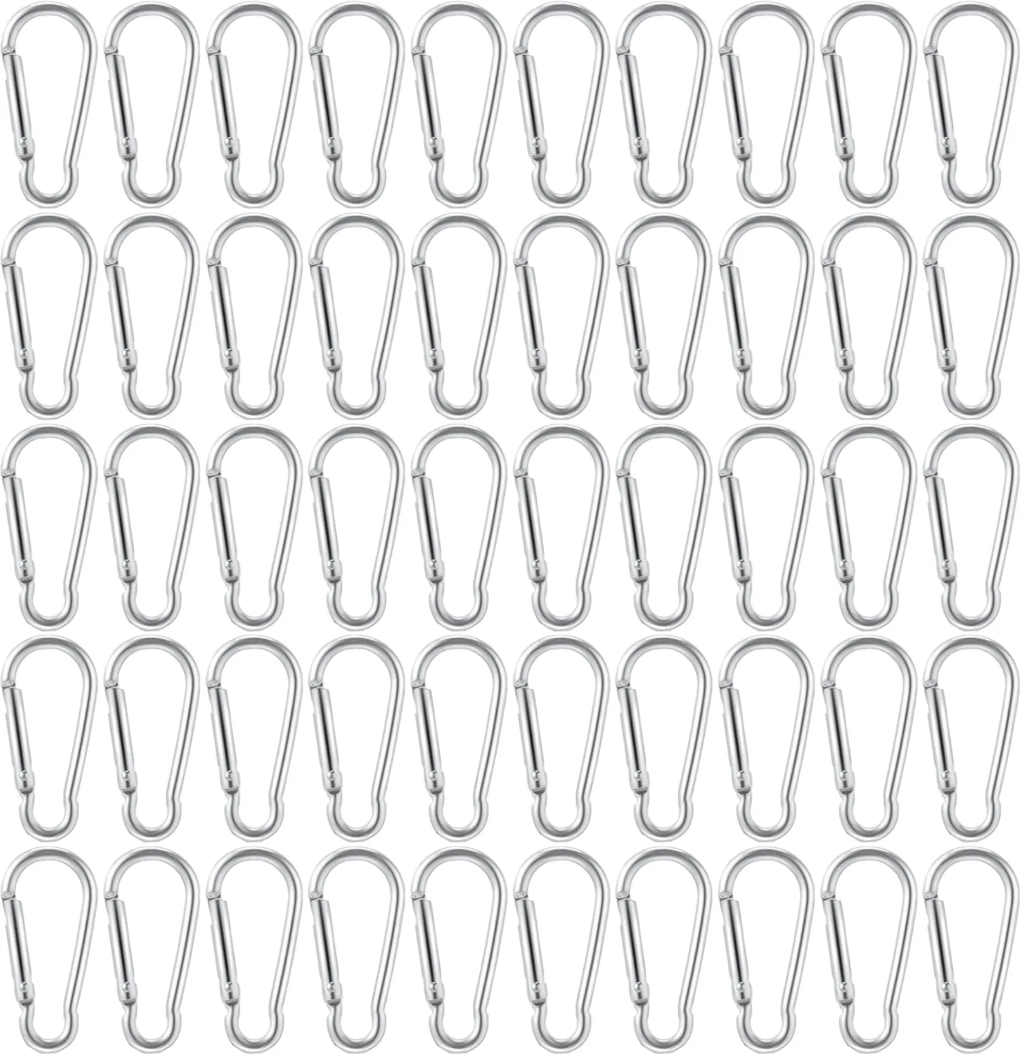 100pcs Mini Aluminum Bulk Carabiner Spring Clip Hook Keychain Buckle Pack Carabeaner for Camping Hiking Rv Fishing Bottle Backpack Traveling, Silver