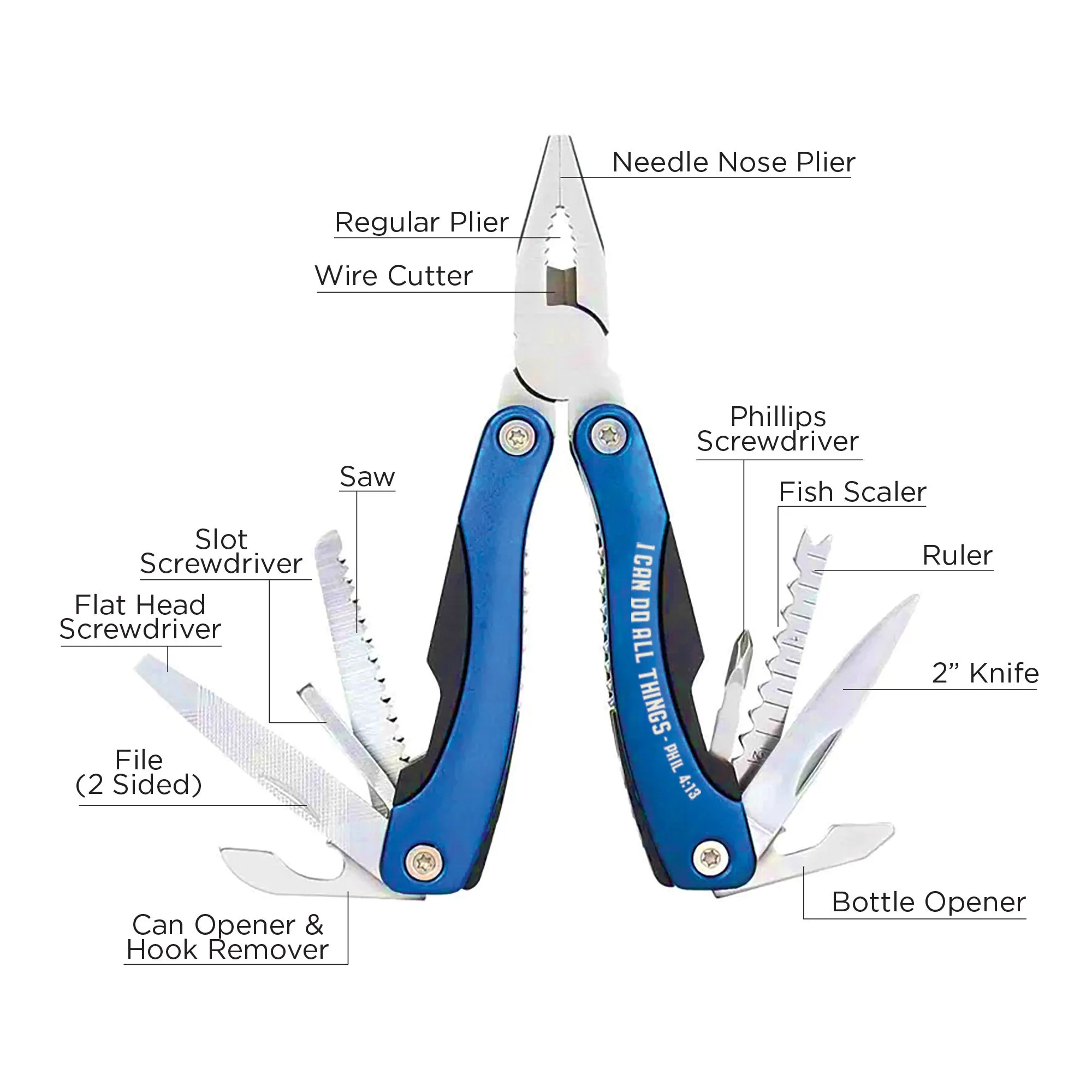 14-in-1 Scripture Multi-Tools - I Can Do All Things: Phil. 4:13