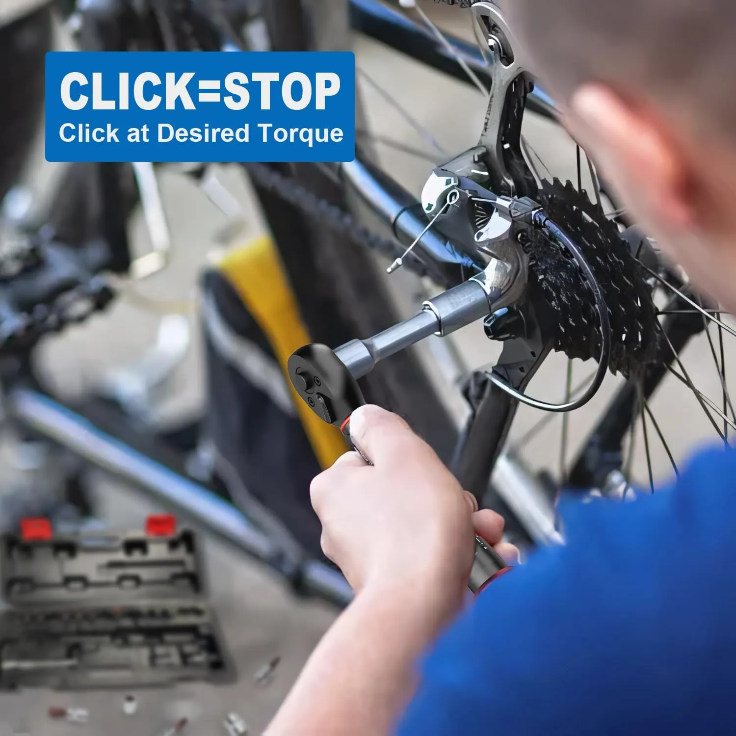 1/4-Inch Drive Click Torque Wrench, 18 PCS Bike Torque Wrench Set 3-25Nm, Dual-Direction Adjustable 72 Tooth Click Torque Wrench, Used for Bicycle Maintenance