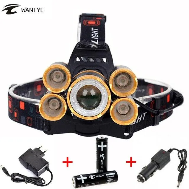 15000LM Head lamp T6 4R5 LED Zoomable Headlamp Rechargeable Head flashlight linterna 18650 battery Camping Fishing Headlight