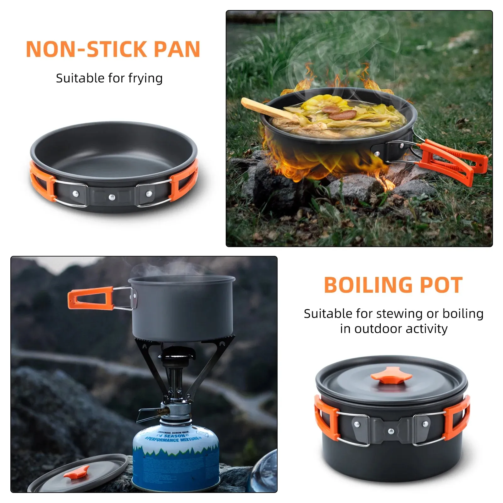 16pc Premium Camping Cooking Set for 2-3 People