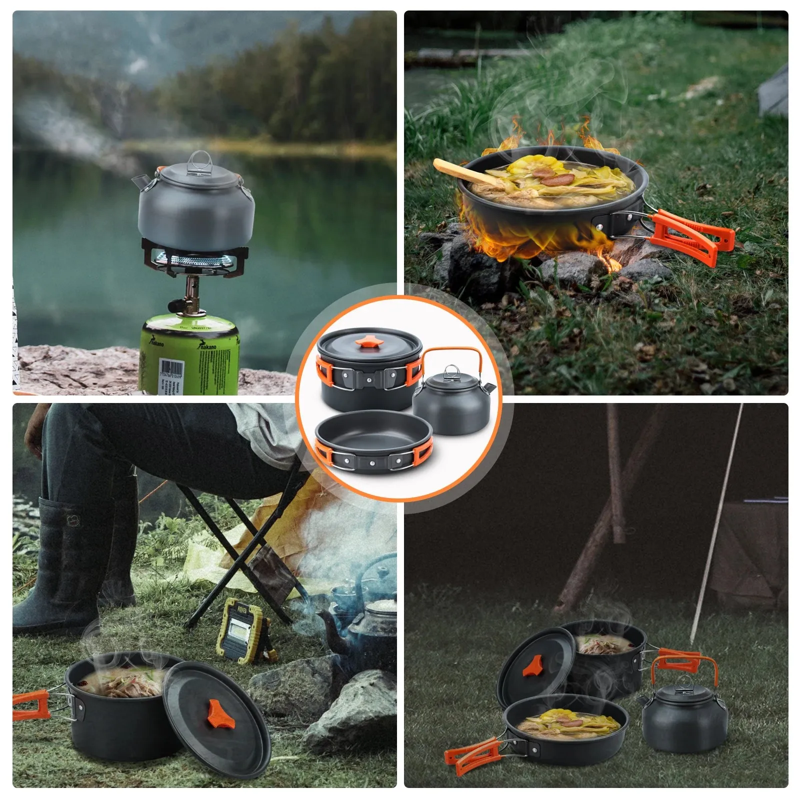 16pc Premium Camping Cooking Set for 2-3 People
