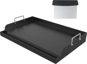 17＂×13＂ Nonstick Universal Griddle for Gas Grill, Muti-Purpose Cooking Cast Iron Griddle with Grease Groove, Pre-Seasoned Flat Top Plate Insert for Camping, Tailgating, Parties