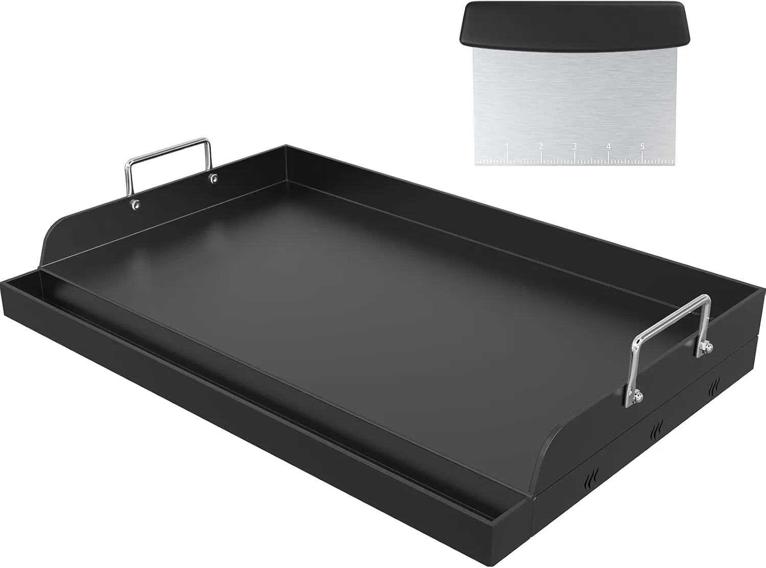 17＂×13＂ Nonstick Universal Griddle for Gas Grill, Muti-Purpose Cooking Cast Iron Griddle with Grease Groove, Pre-Seasoned Flat Top Plate Insert for Camping, Tailgating, Parties
