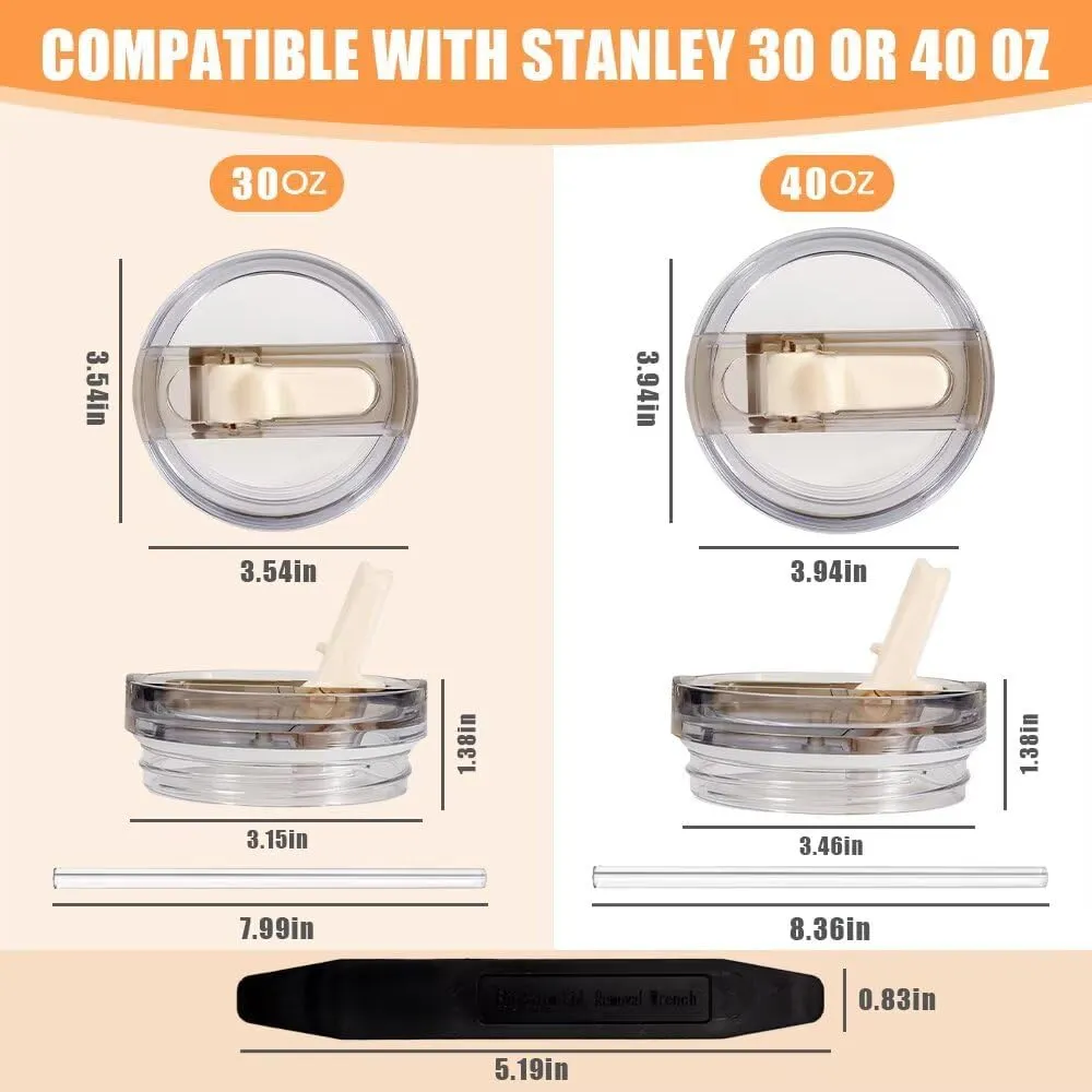 2 Pack 40 oz Tumbler Detachable Flip Straw Lid Replacement Fit for Stanley Quencher ProTour,Leak Proof Lid Compatible with Stanley Cup,No Spill Flip Top Tumbler Cover for Stanley Cup Accessories