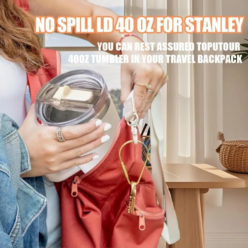 2 Pack 40 oz Tumbler Detachable Flip Straw Lid Replacement Fit for Stanley Quencher ProTour,Leak Proof Lid Compatible with Stanley Cup,No Spill Flip Top Tumbler Cover for Stanley Cup Accessories