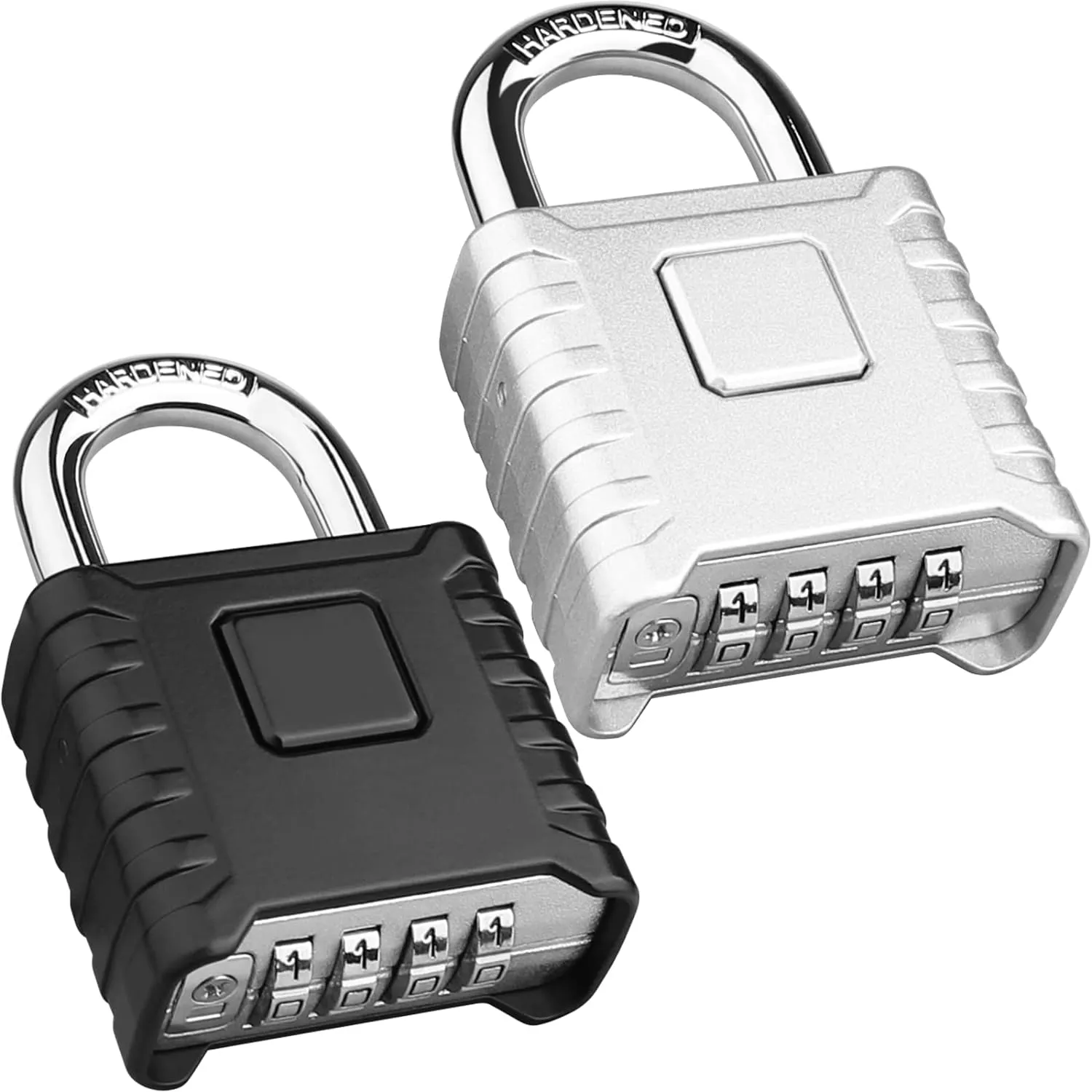 2 Pack Heavy Duty Combination Padlock [One-Touch Unlock], Diyife Large Outdoor Weatherproof Padlock, High Security, Design of Hidden Password Suitable for Locker, Home, School, Garage (Black Silver)