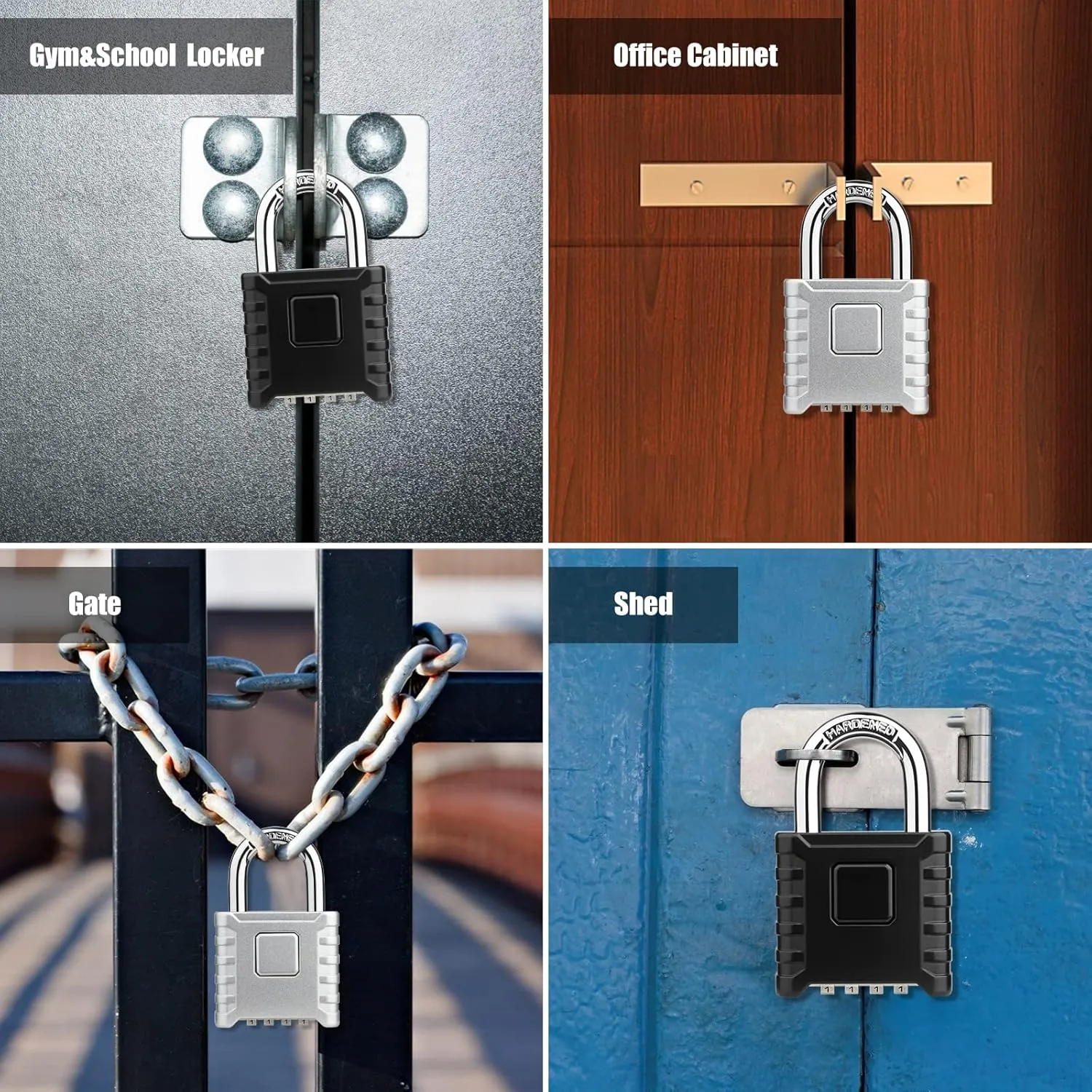 2 Pack Heavy Duty Combination Padlock [One-Touch Unlock], Diyife Large Outdoor Weatherproof Padlock, High Security, Design of Hidden Password Suitable for Locker, Home, School, Garage (Black Silver)