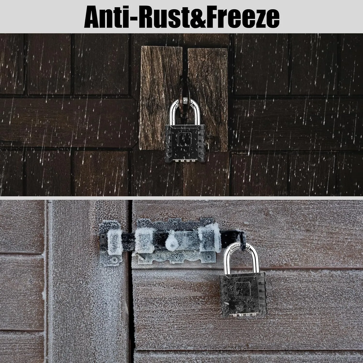 2 Pack Heavy Duty Combination Padlock [One-Touch Unlock], Diyife Large Outdoor Weatherproof Padlock, High Security, Design of Hidden Password Suitable for Locker, Home, School, Garage (Black Silver)