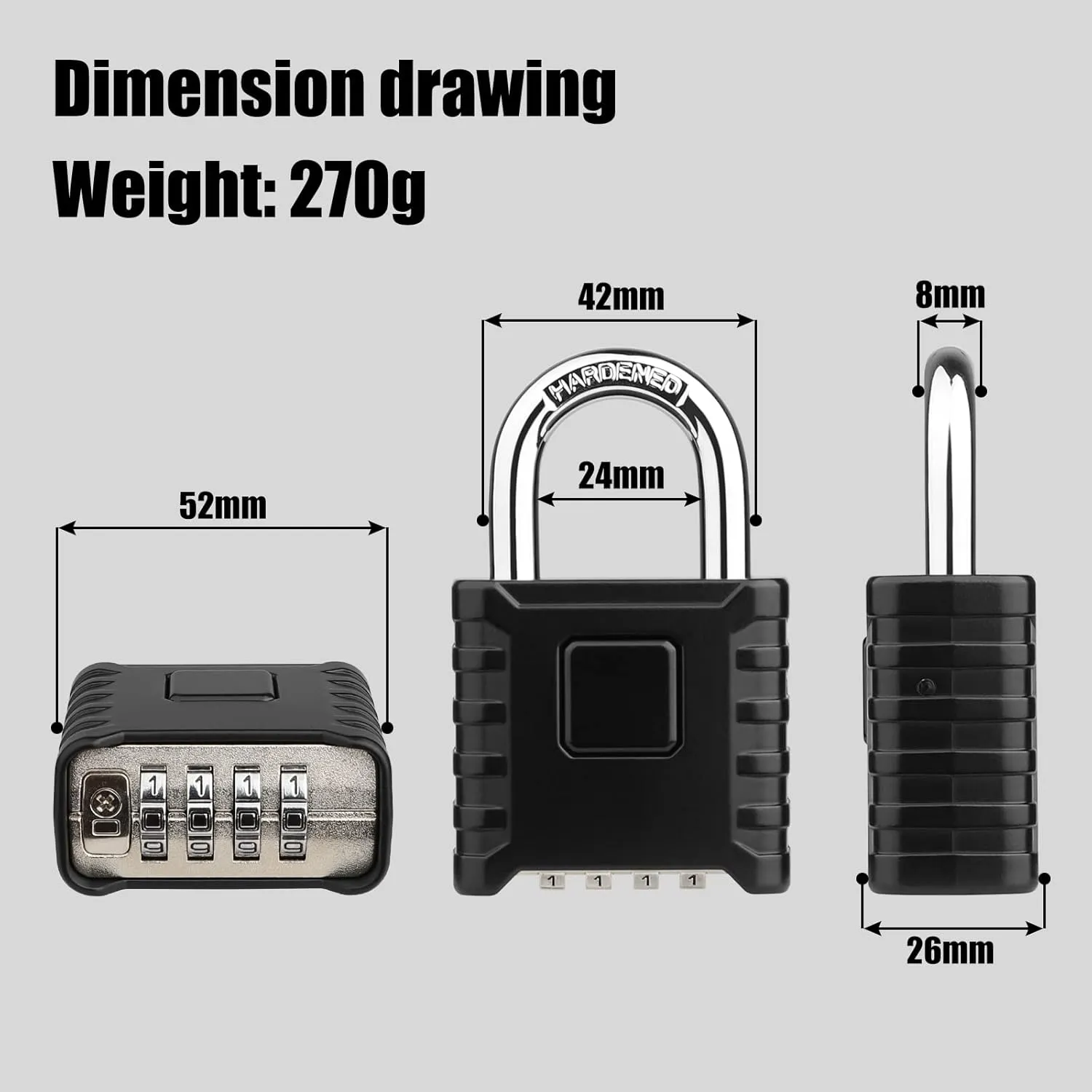 2 Pack Large Combination Padlock [One-Touch Unlocking], Diyife® Heavy Duty Outdoor Weatherproof Padlock Design of Hidden Password, High Security for Locker, Gym, Garden, Fences, Garage, Black