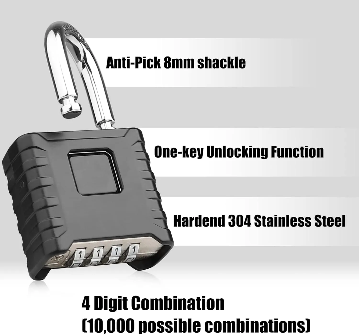 2 Pack Large Combination Padlock [One-Touch Unlocking], Diyife® Heavy Duty Outdoor Weatherproof Padlock Design of Hidden Password, High Security for Locker, Gym, Garden, Fences, Garage, Black