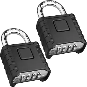 2 Pack Large Combination Padlock [One-Touch Unlocking], Diyife® Heavy Duty Outdoor Weatherproof Padlock Design of Hidden Password, High Security for Locker, Gym, Garden, Fences, Garage, Black