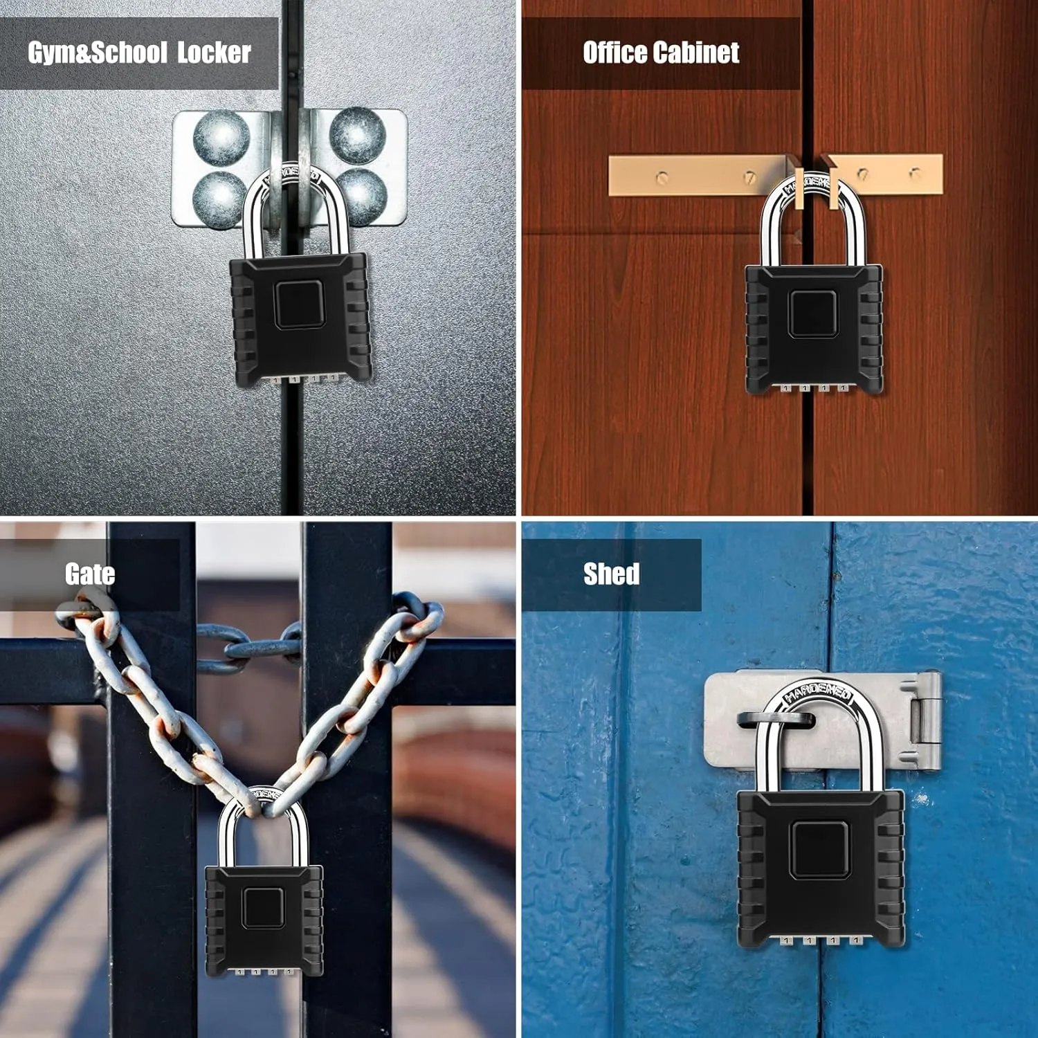2 Pack Large Combination Padlock [One-Touch Unlocking], Diyife® Heavy Duty Outdoor Weatherproof Padlock Design of Hidden Password, High Security for Locker, Gym, Garden, Fences, Garage, Black
