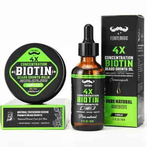 2 Pack Vanilla Beard Care Kit for Men – 4X Concentration Biotin Beard Oil & Balm Set – Softens, Conditions & Boosts Growth – Premium Beard Grooming Gift for Him, Husband or Dad