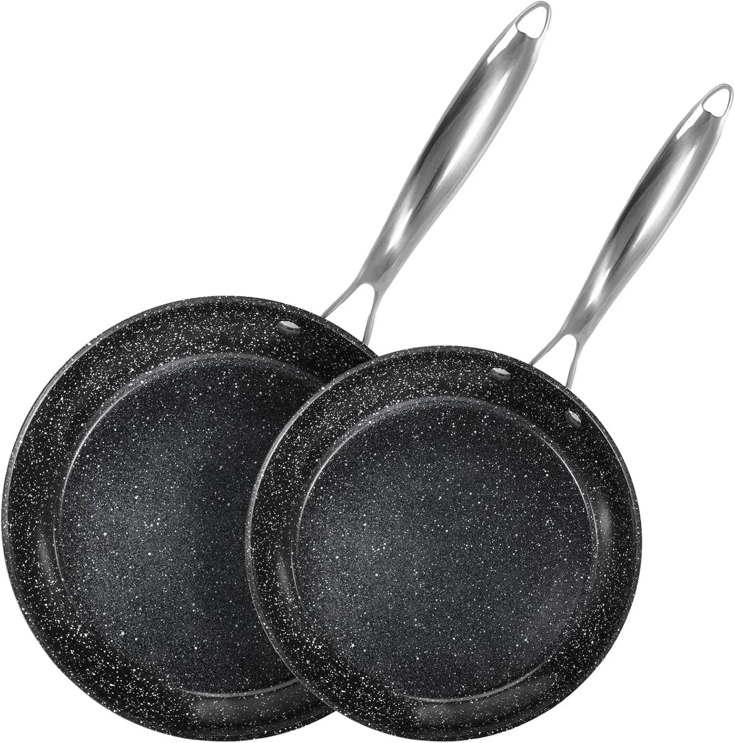 2 Piece Hard Anodized Non Stick Fry Pan Set, 9, 11 Inch Skillets Set, Induction Ceramic Frying Pans with Stay-Cool Handles, Pots and Pans Set Non Stick Ceramic, PFAS, PFOA-Free, Black