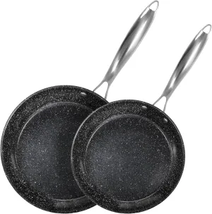 2 Piece Hard Anodized Non Stick Fry Pan Set, 9, 11 Inch Skillets Set, Induction Ceramic Frying Pans with Stay-Cool Handles, Pots and Pans Set Non Stick Ceramic, PFAS, PFOA-Free, Black