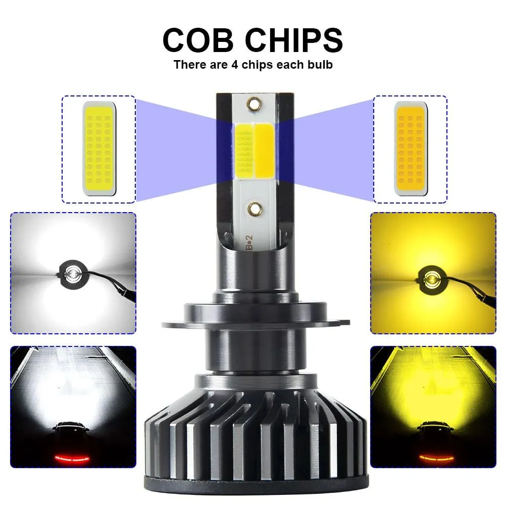 2 Pieces 3000K 6500K White Yellow H11 Led Headlight Bulbs Car H8 H9 H11 9005 HB3 9006 HB4 H7 H3 LED Fog Light Bulb LED Auto Lamp