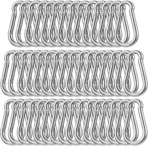 200PCS Spring Snap Hook Carabiner, 3/16" Galvanized Steel Snap Clip Hook, 2" Heavy Duty Quick Link Clip Keychain, 220LBS Holding Capacity Carabiner Clip for Camping Gym Outdoor, Door Leash & Harness