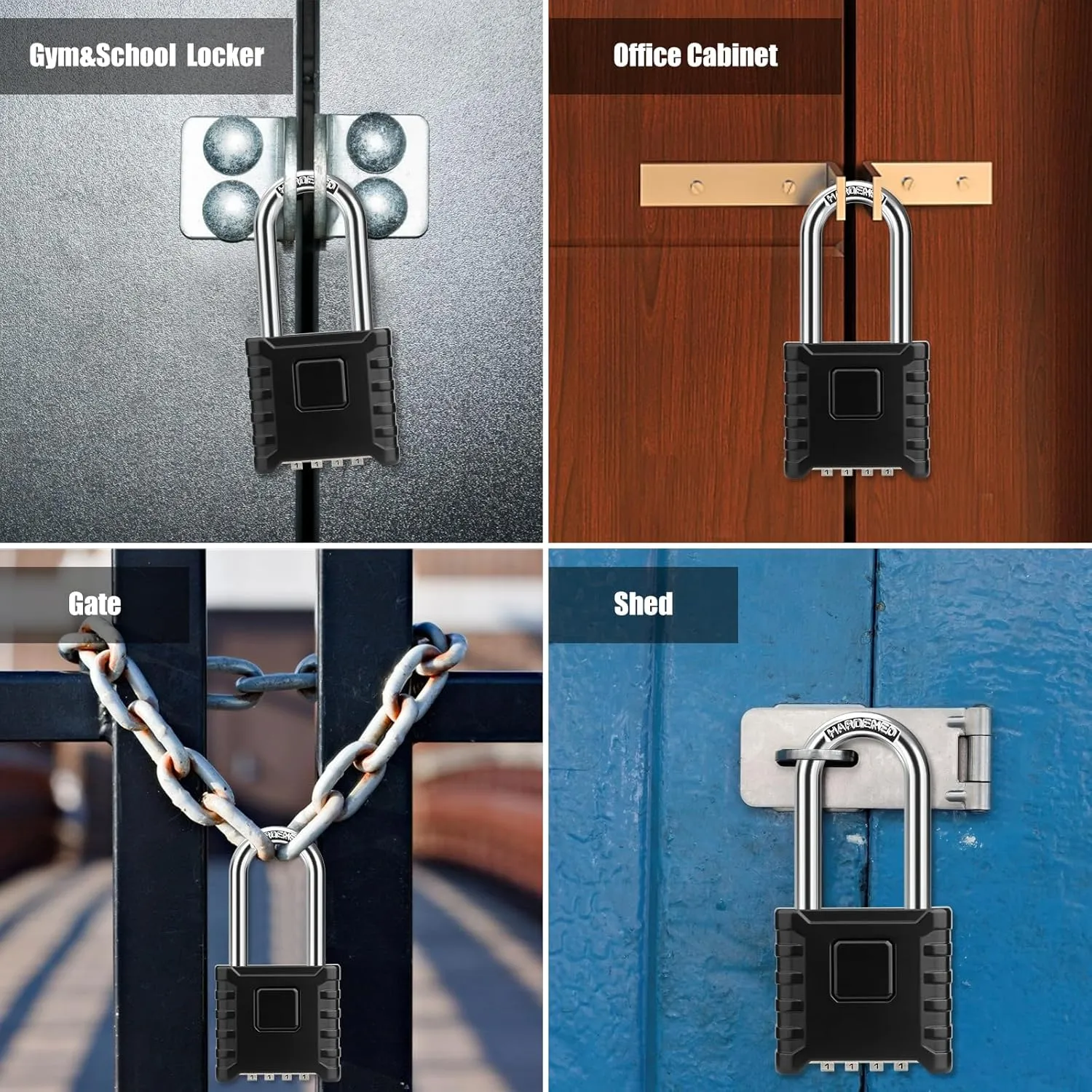 2.3in Long Shackle Combination Padlock, Diyife Large Heavy Duty Outdoor Padlock [One-Touch Unlocking] [Weatherproof] Design of Hidden Password, High Security for Locker, Gym, Garden, Fences