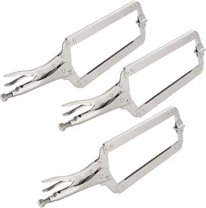 3 Packs 18 Inch Large C Clamp Locking Pliers with Swivel Pads, Heavy Duty Vice Grip Clamp Set, Adjustable Welding Clamps Tools for Woodworking Welding
