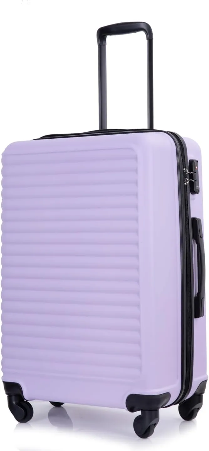 3 Piece Hardshell Luggage Sets Lightweight Suitcase with 2 Hooks, 360 Degree Spinner Wheels, TSA Lock for Travel (20"/24"/28") Lavender Purple As Shown One Size