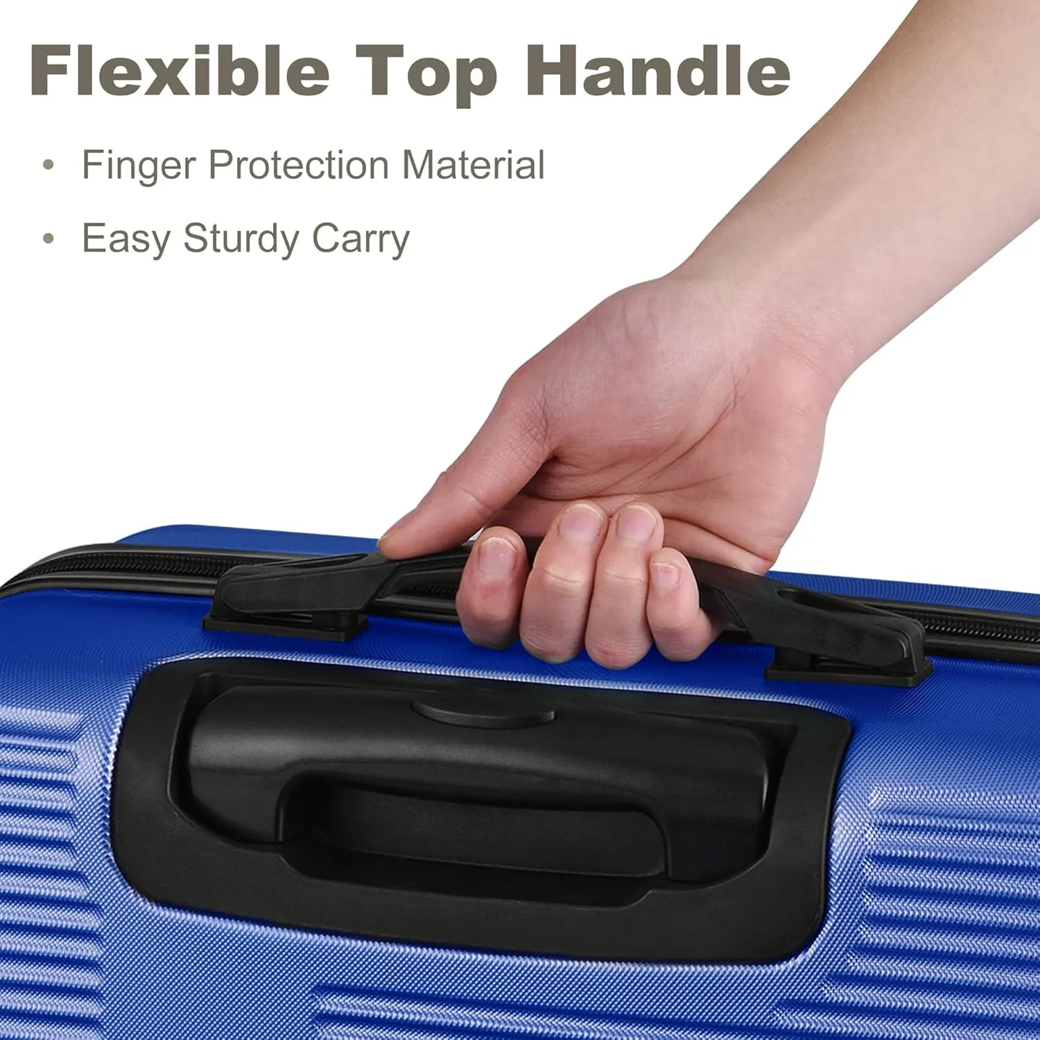 3 Piece Luggage Set with TSA Lock, Durable Lightweight Cross Stripe Suitcase Hardshell Luggage Set with Hooks and 360 Degree Spinner Wheels (20in/24in/28in) Blue As Shown One Size