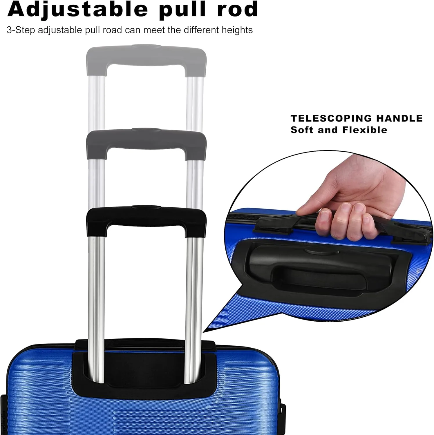 3 Piece Luggage Set with TSA Lock, Durable Lightweight Cross Stripe Suitcase Hardshell Luggage Set with Hooks and 360 Degree Spinner Wheels (20in/24in/28in) Blue As Shown One Size