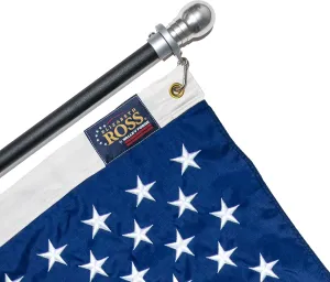 3’ x 5’ Elizabeth Ross American Flag Kit with Black Aluminum Pole and Silver Finial