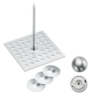 300pcs/100set Perforated Insulation Pins, 1.5 Inch Self Locking Round Insulation, Aluminum Insulation Hangers Cap Washers, for Foam Board Wall Floor Ceiling (300pcs)