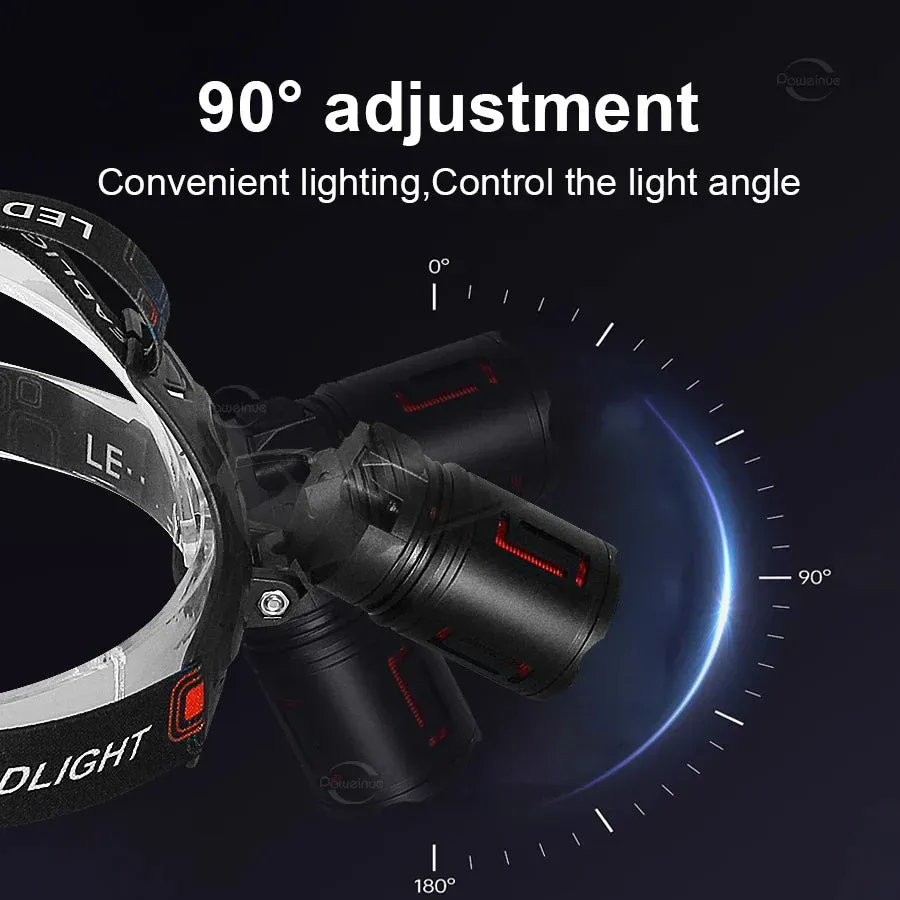 300W 100000LM Zoom White Laser LED Headlamp With 3pcs 18650 Rechargeable Batteries Super Bright 3500m Long Range Alloy Headlamp Power Bank Tail Light with Bike Graphics