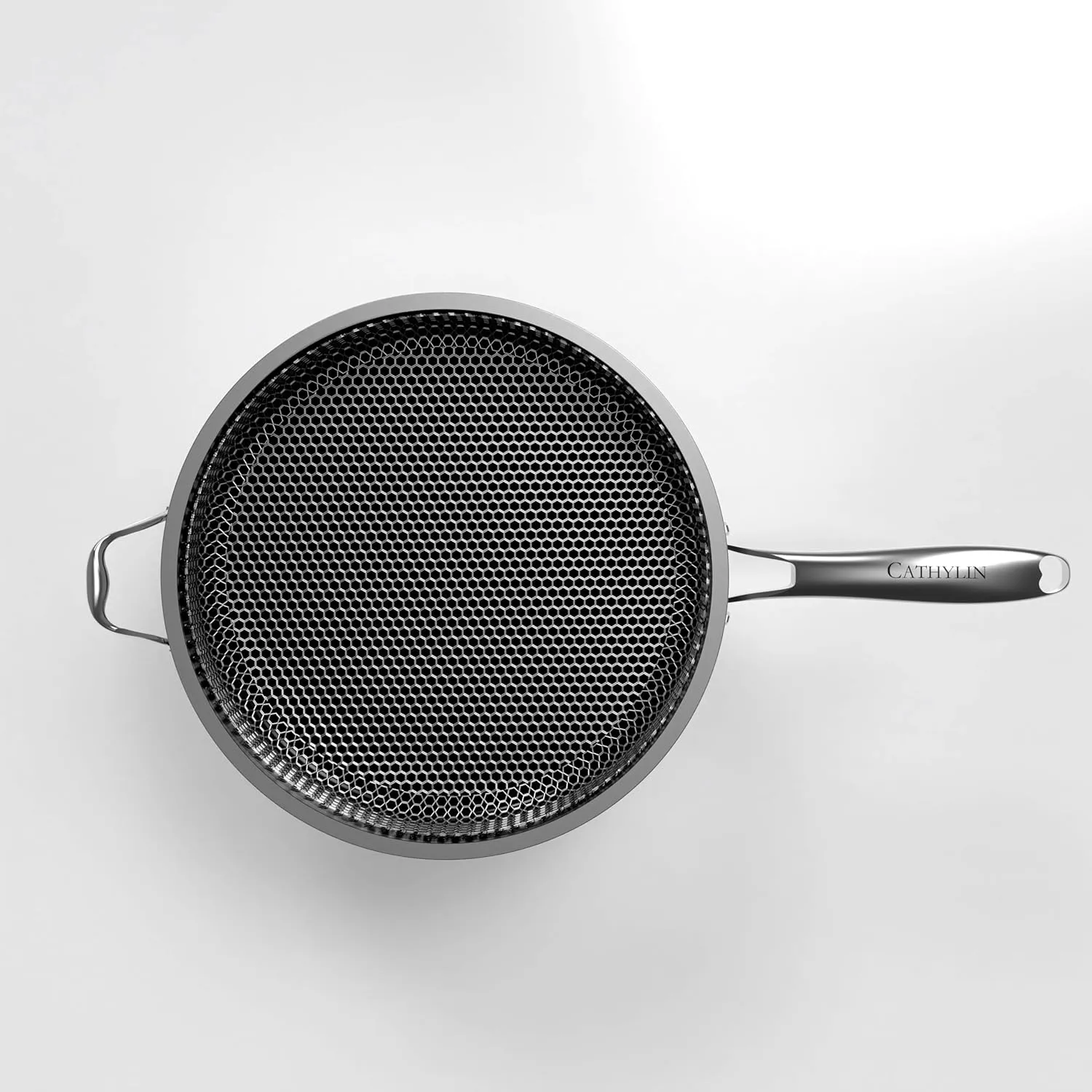 316L Stainless Steel 8QT Frying Pan Hexagon Nonstick Wok with Lid,Single Handle to Hold, PFOA Free, Dishwasher Oven Safe (8QT/Single Handle)
