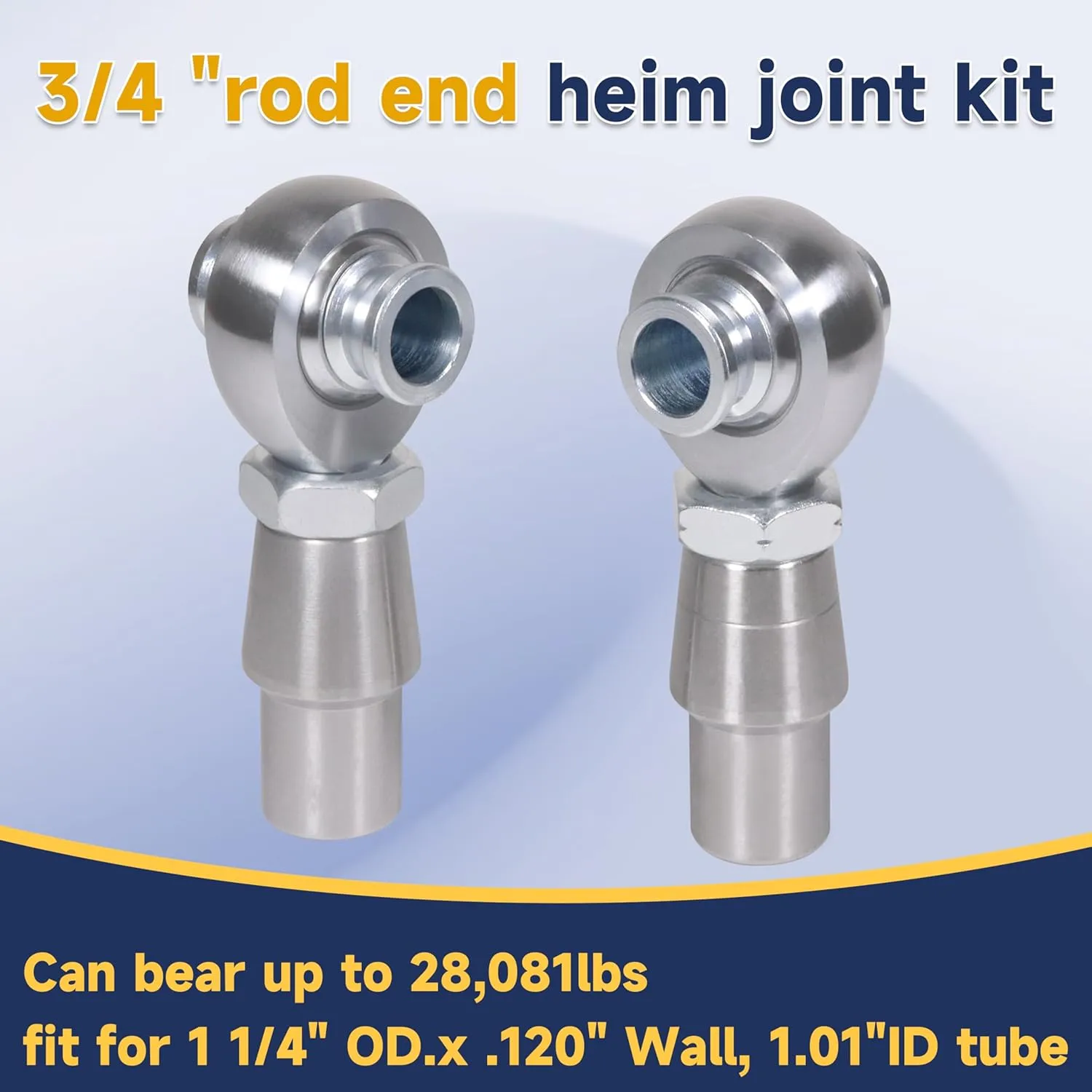 3/4" Heim Joints Rod End Kit Thread 0.75" Chromoly Heim Joints Suspension Kit Right and Left Hand Traction Bars Steering Kit with Round Tube Adapter Misalignment Spacer Jam Nuts (1 set-3/4inch)