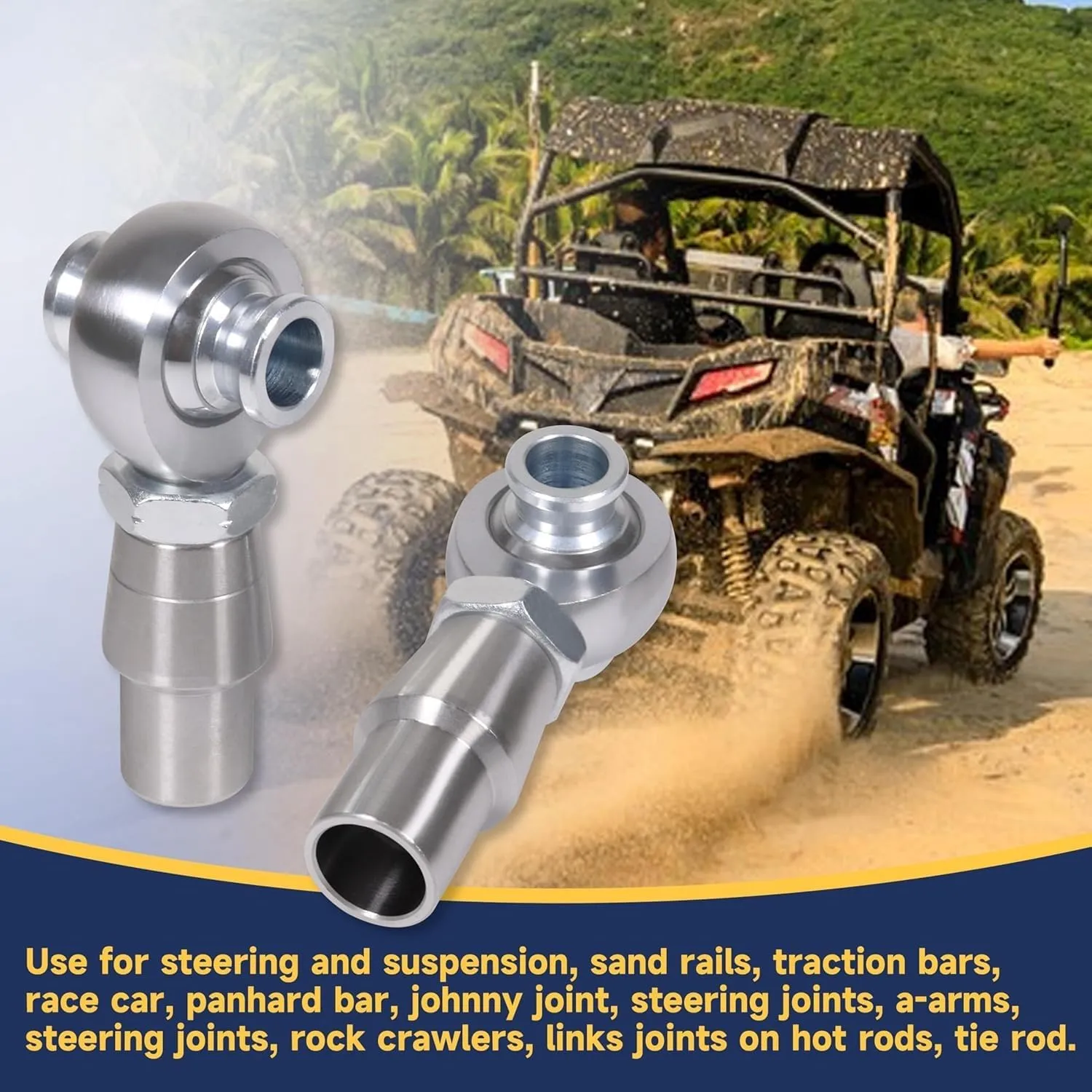 3/4" Heim Joints Rod End Kit Thread 0.75" Chromoly Heim Joints Suspension Kit Right and Left Hand Traction Bars Steering Kit with Round Tube Adapter Misalignment Spacer Jam Nuts (1 set-3/4inch)