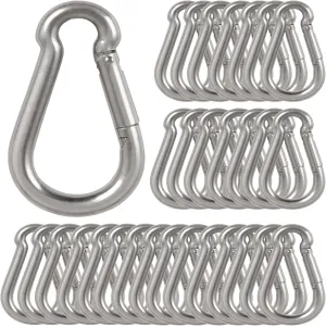 3Inch Safety Spring Snap Hook, Ailengy 5/16I Galvanized Steel Quick Link Carabiner Clip Hooks, Heavy Duty Steel Clip Buckle for Camping Hiking, Hiking Boating, Fishing, and Traveling (30 Pack)