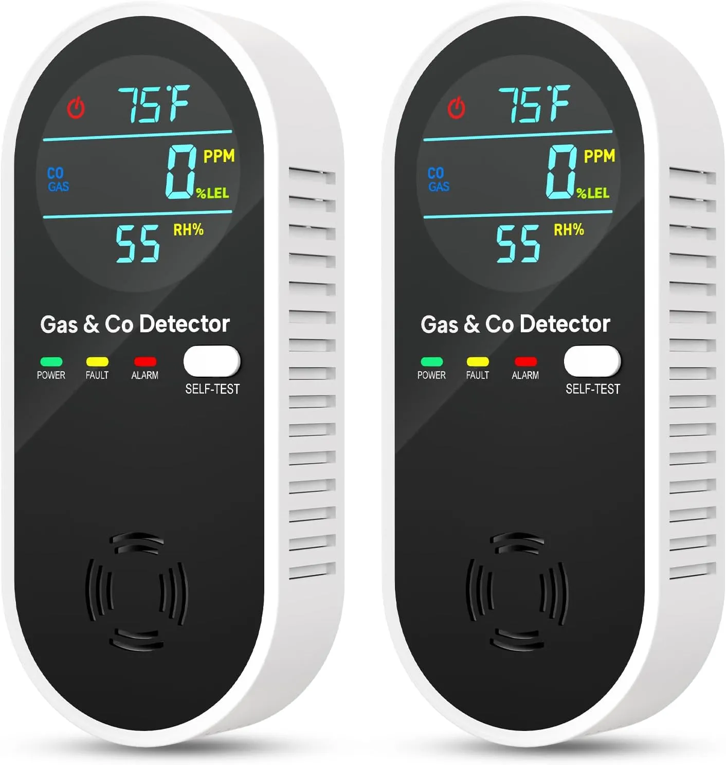 4-IN-1 Natural Gas Leak Detector & Carbon Monoxide Detectors with Natural, Propane, Co & Gas Leak Detector - Carbon Monoxide Detectors Plug in - Temperature & Humidity Detectors for Home, RV (2 Packs)