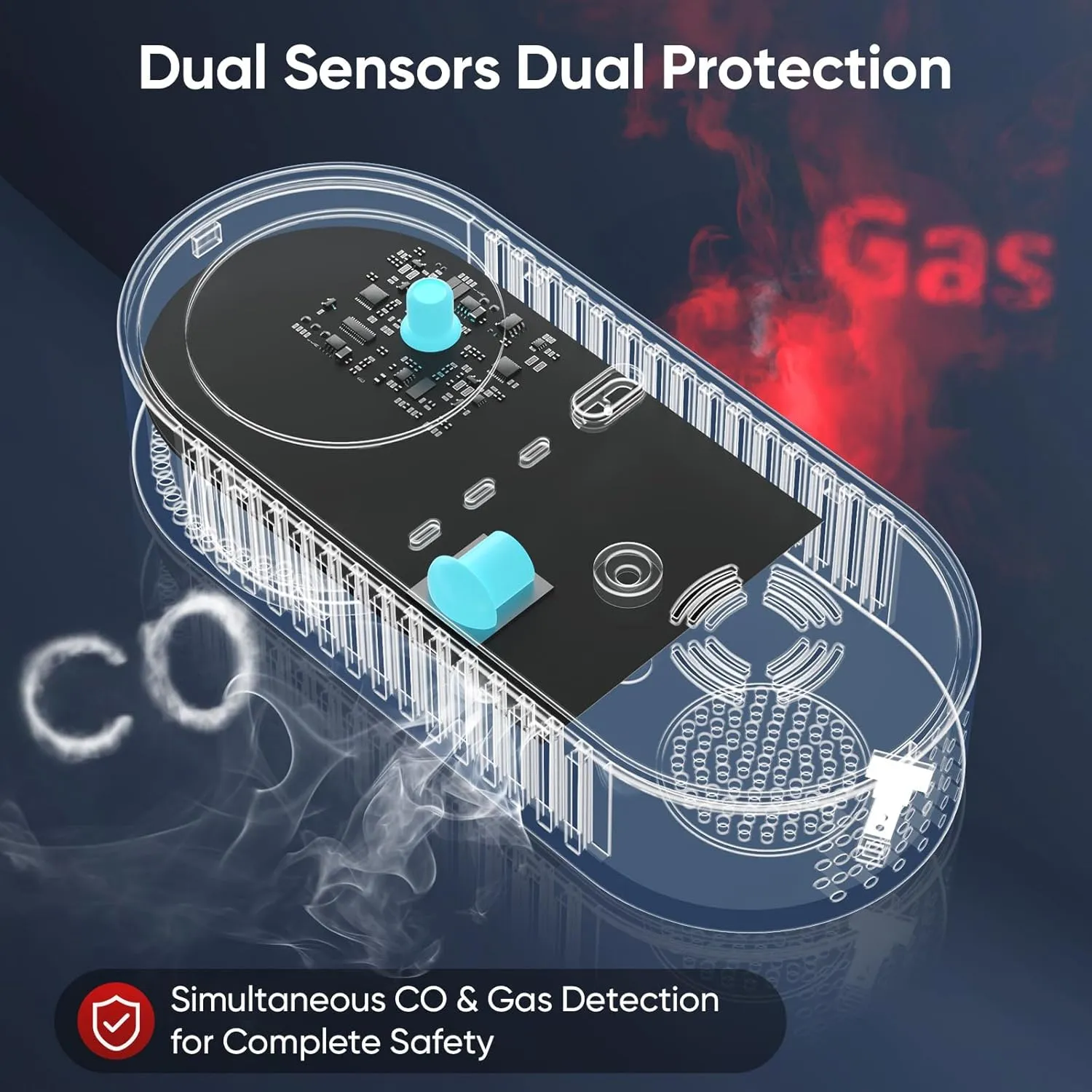 4-IN-1 Natural Gas Leak Detector & Carbon Monoxide Detectors with Natural, Propane, Co & Gas Leak Detector - Carbon Monoxide Detectors Plug in - Temperature & Humidity Detectors for Home, RV (2 Packs)