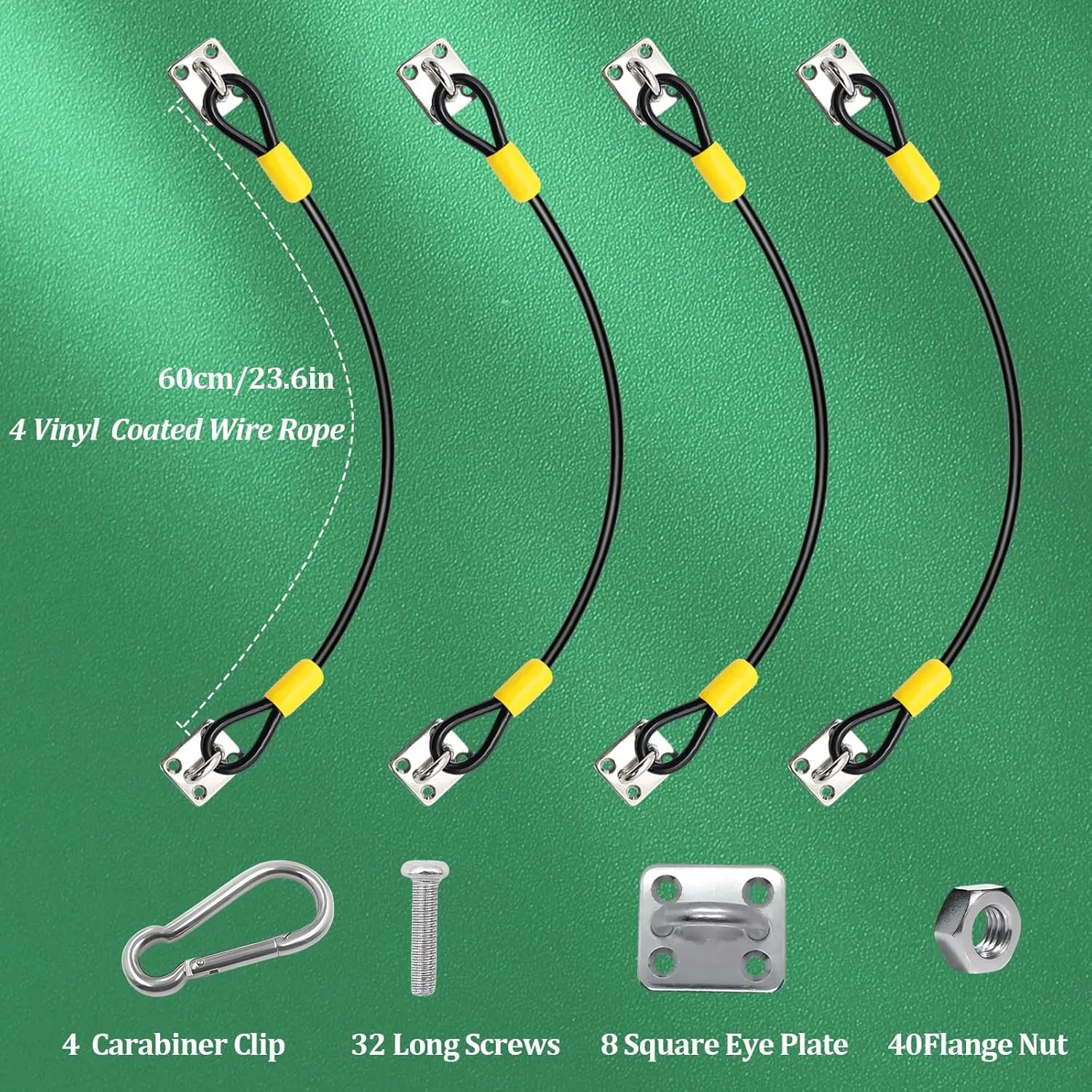 4 Pack Garbage Can Lock, Trash Can Lock Kit with Installation Hardware, Nylon Coated Wire Rope, Self-Tapping Screws, Outdoor Trash Can with Locking Lid for Animals Stop from Rummaging