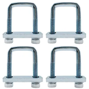 4 Pack Square U-Bolt for Trailer- Fits 2 Inch Wide Leaf Springs, Galvanized Steel Clamp Set, Secure Fit for Truck, Boat and Trailers