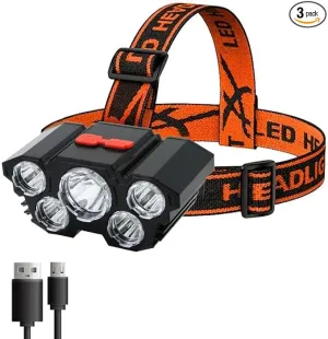5 Led Rechargeable Flashlight with 18650 Battery, Zoomable Function, Waterproof, Camping Light, Headlamp for Outdoor Sports, Cycling Light, Hiking Light