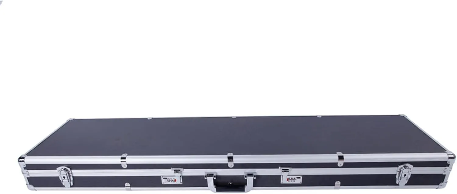 54 Inch Aluminum Rifle Hard Case with Foam Padding,Portable Locking Shotgun Storage Box Pistol Handgun Lock Box with 2 Key Locks,Protective Long Gun Pistol HandGun Box,Hard Storage Carry Case