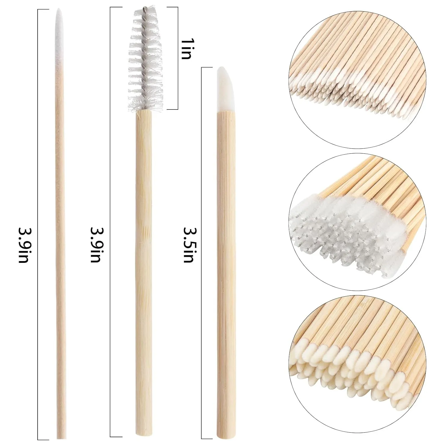 600 Pcs Eyelash Extension Supplies Kit, Include 200 Bamboo Mascara Brushes 200 Bamboo Lip Brushes 200 Micro Swabs Eyelash Brushes Makeup Applicator Tool Set(White)