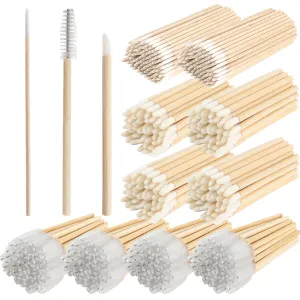 600 Pcs Eyelash Extension Supplies Kit, Include 200 Bamboo Mascara Brushes 200 Bamboo Lip Brushes 200 Micro Swabs Eyelash Brushes Makeup Applicator Tool Set(White)