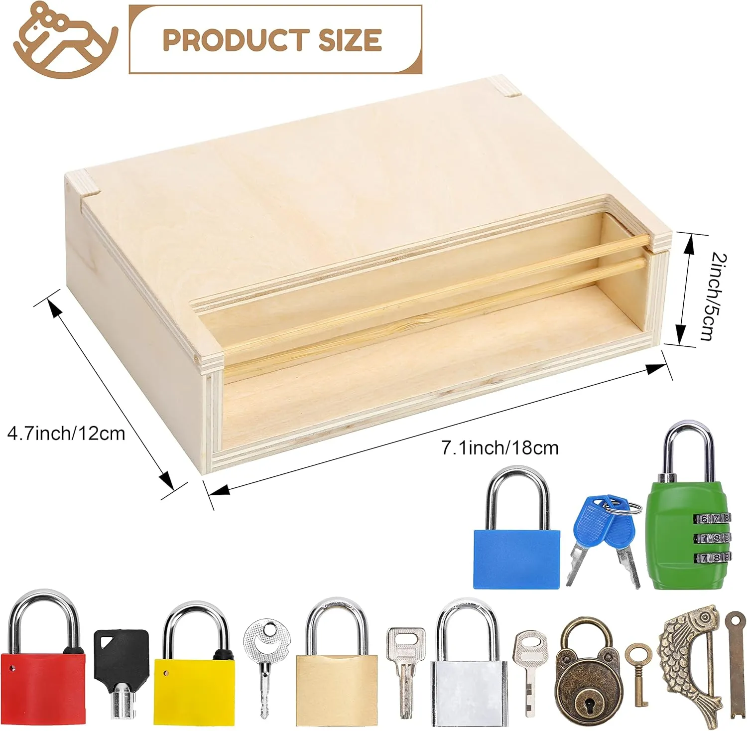 8 PCS Montessori Lock and Key Toy Set for Toddlers, Wooden Montessori Materials, Homeschool Preschool Keys and Locks Learning, Educational Birthday Toys for Boys Girls Kids 3  Year Old