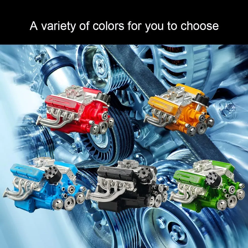 89%-Gasoline Ohv V8 Small-Block Engine Model Kits, Cison V8 Engine Kit Gasoline, Model Engine Kit for Adults, Mini V8 Engine Model Ornaments, Gifts for Mechanical Enthusiasts (Red)