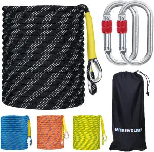 8MM Climbing Rope, 32ft/65ft/98ft/165ft/246ft High Strength Outdoor Safety Static Rock Climbing Rope, Escape Rope, Rappelling Rope, Fire Rescue Parachute Rope