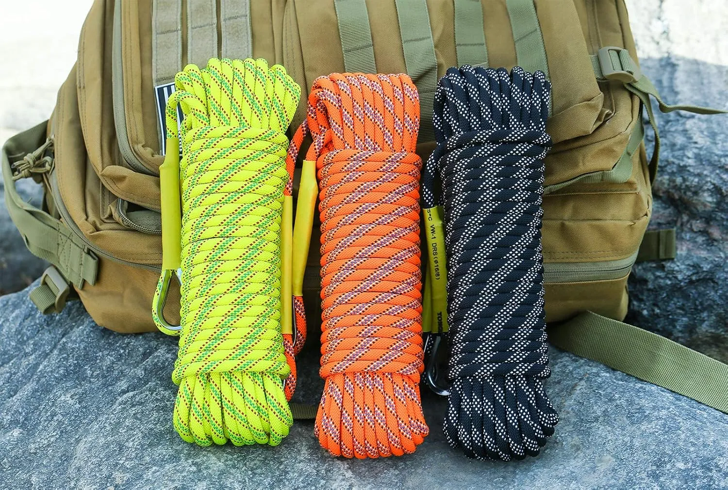 8MM Climbing Rope, 32ft/65ft/98ft/165ft/246ft High Strength Outdoor Safety Static Rock Climbing Rope, Escape Rope, Rappelling Rope, Fire Rescue Parachute Rope