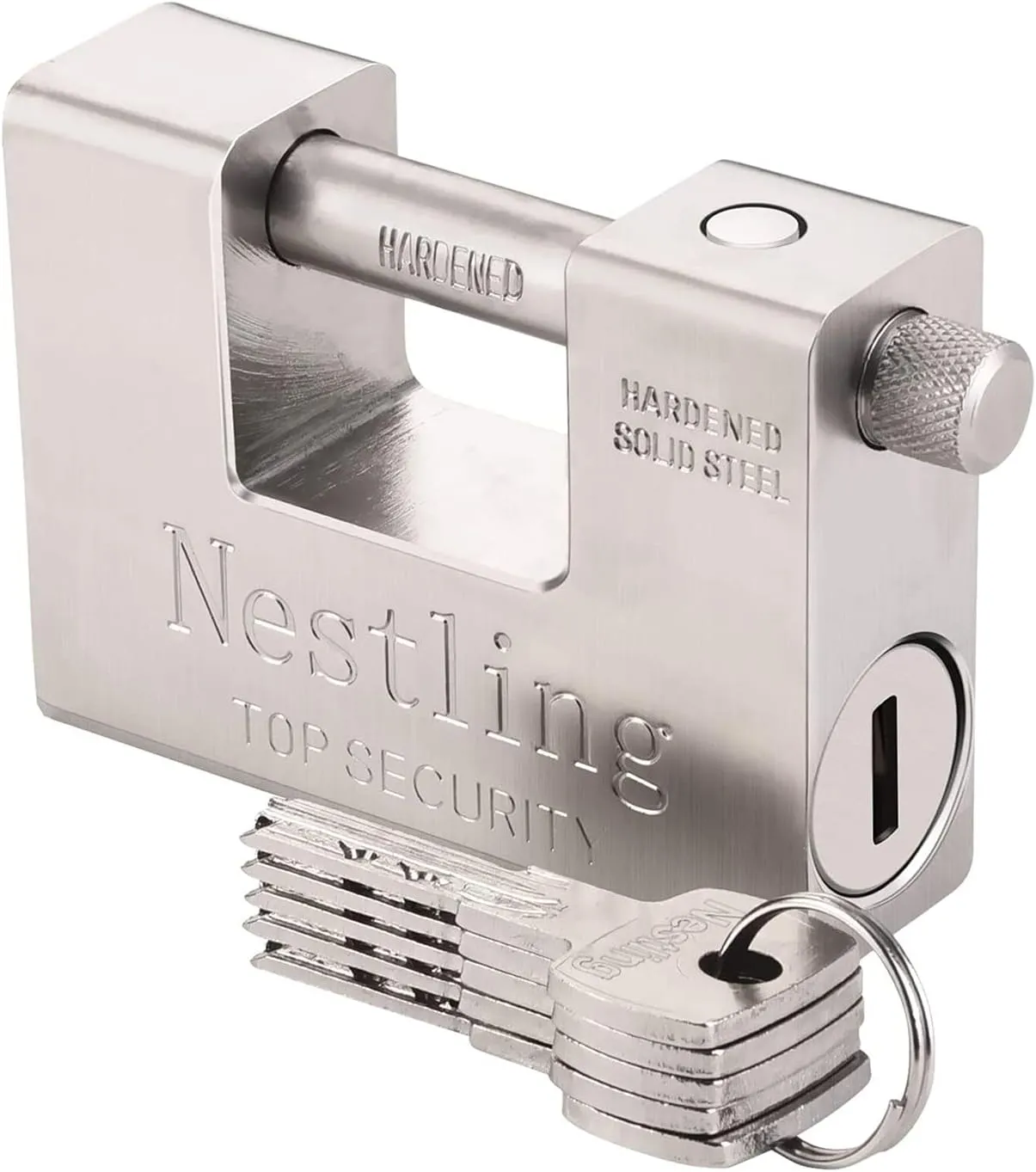94mm Padlock with Key, High Security 5 Keys Heavy Duty 1.1 KG D-Shaped Solid Brass Outdoor Keyed Padlock - Protect Garage Door, Containers, Shed, Shutter, Gate and Warehouse